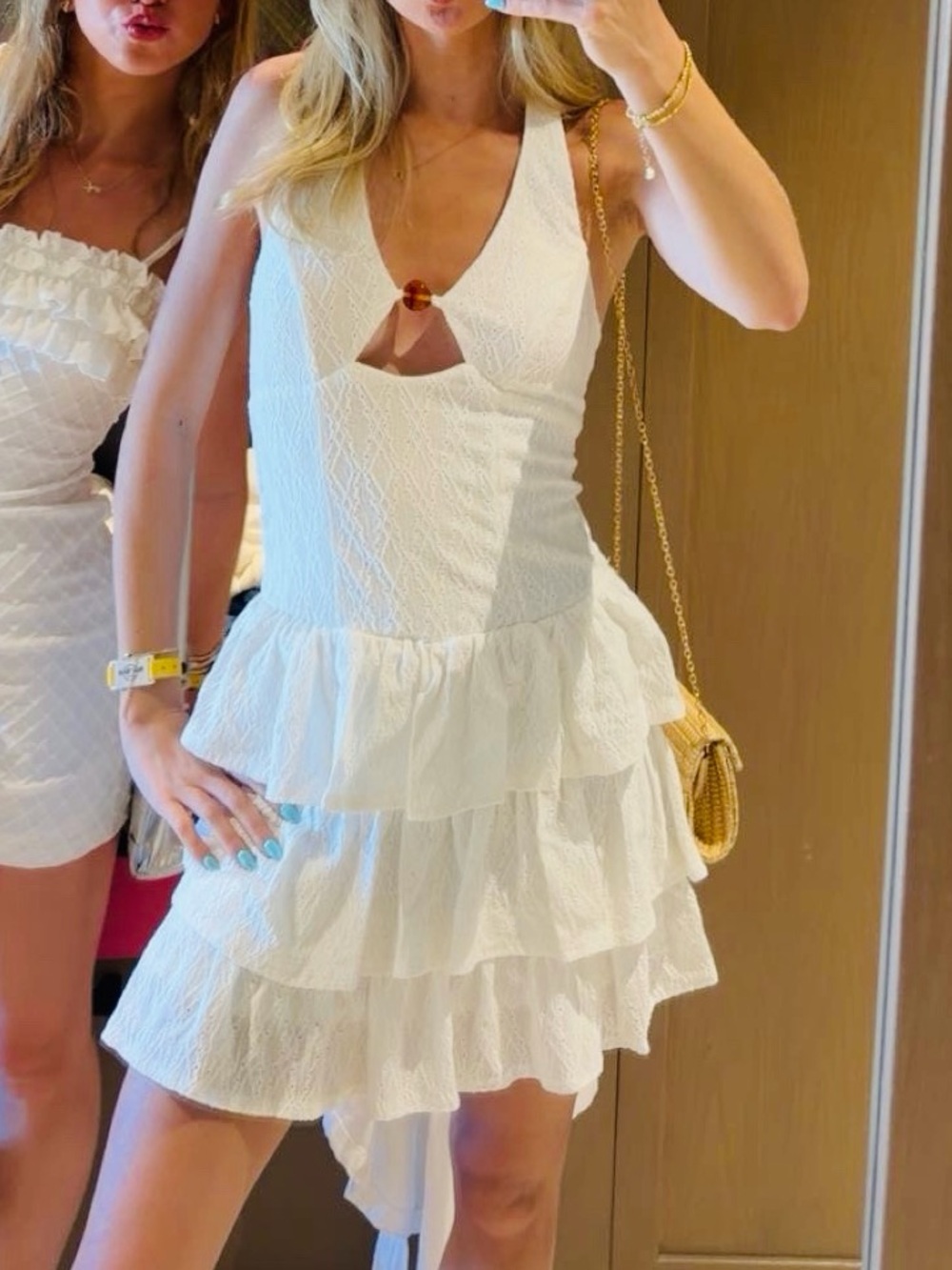 White Tiered Ruffle Mini Dress